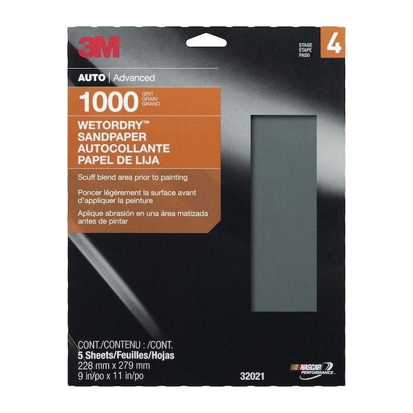 3M Wetordry Sandpaper, 32021, 1000 Grit, 9 inch x 11 inch, 5PK PK5 7010328060 - main
